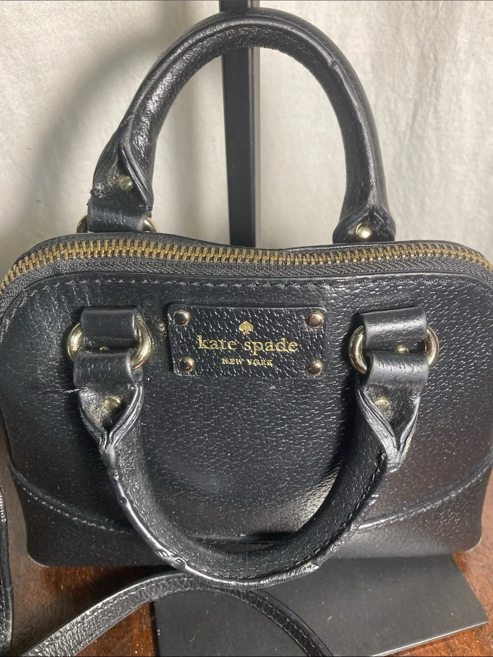 Kate Spade Wellesley Mini Rachelle satchel black Peeble leather crossbody tote